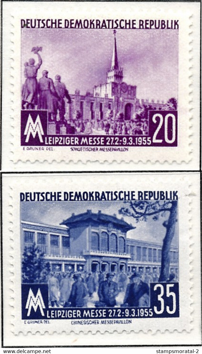 1955 Allemagne DDR  Yv 185/186  Mi 447/448 Foire De Printemps De Leipzig.  **SC TTB Très Beau, Neuf Sans Charnière﻿  (Yv - Neufs