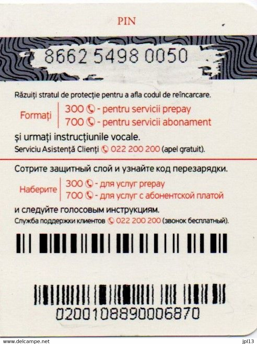 Recharge GSM - Moldavie - Unité - 20 Lei Blanche, Côté Gauche - Moldavia