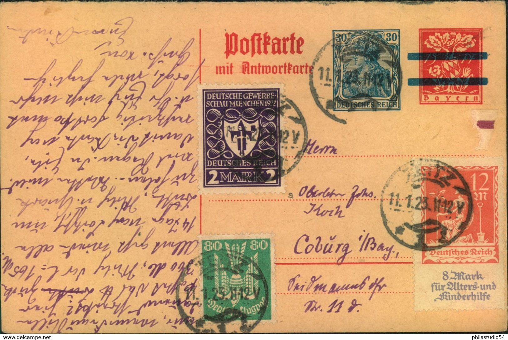 1923, Hoch Frankierte Frage Ganzsachenkarte , Geprüft Infla Berlin - Storia Postale