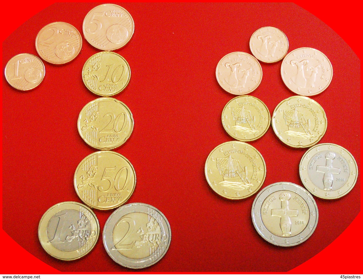 * GREECE: CYPRUS ★ EURO SET 8 COINS 2018 SHIPS AND ANIMALS UNC! UNCOMMON! LOW START ★ NO RESERVE! - Chypre