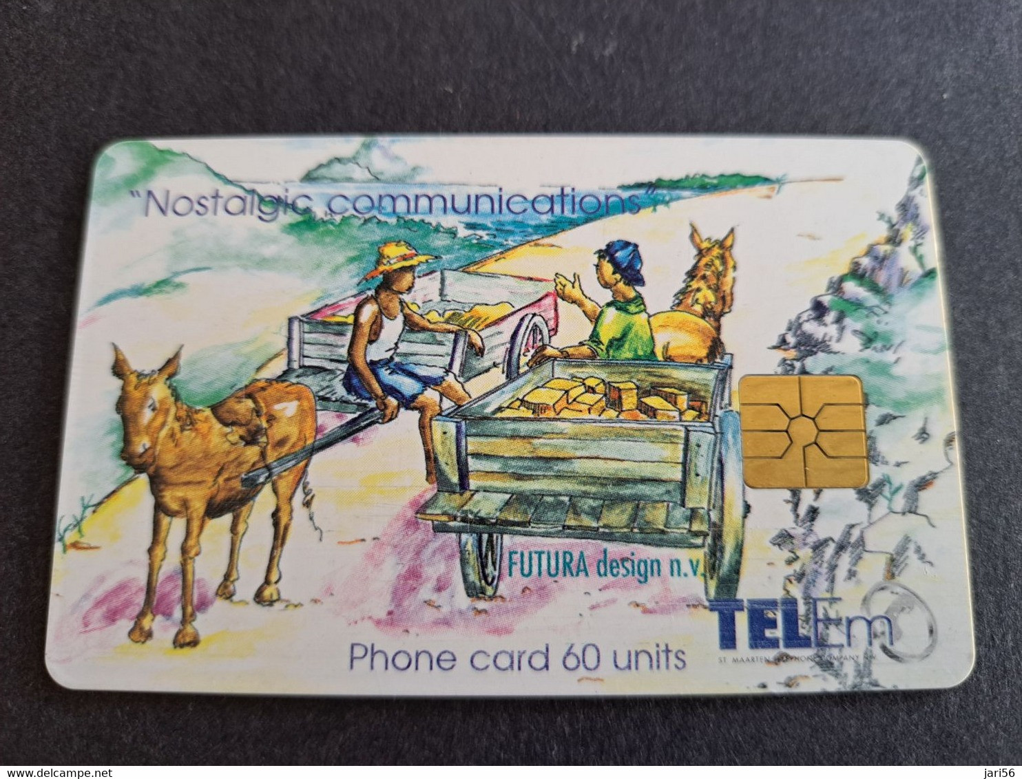 St MAARTEN $10  Nafls 17.80 ,- ST MAARTEN  Two Man On A Donkey Car 60 Units ** 10119** - Antillas (Nerlandesas)