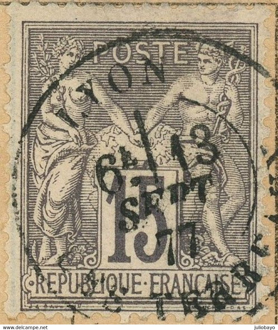 13 Septembre 1877 Sage N°77 Sur Carte De Lyon Vers Bex Canton De Vaud En  Suisse - 1877-1920: Semi-Moderne