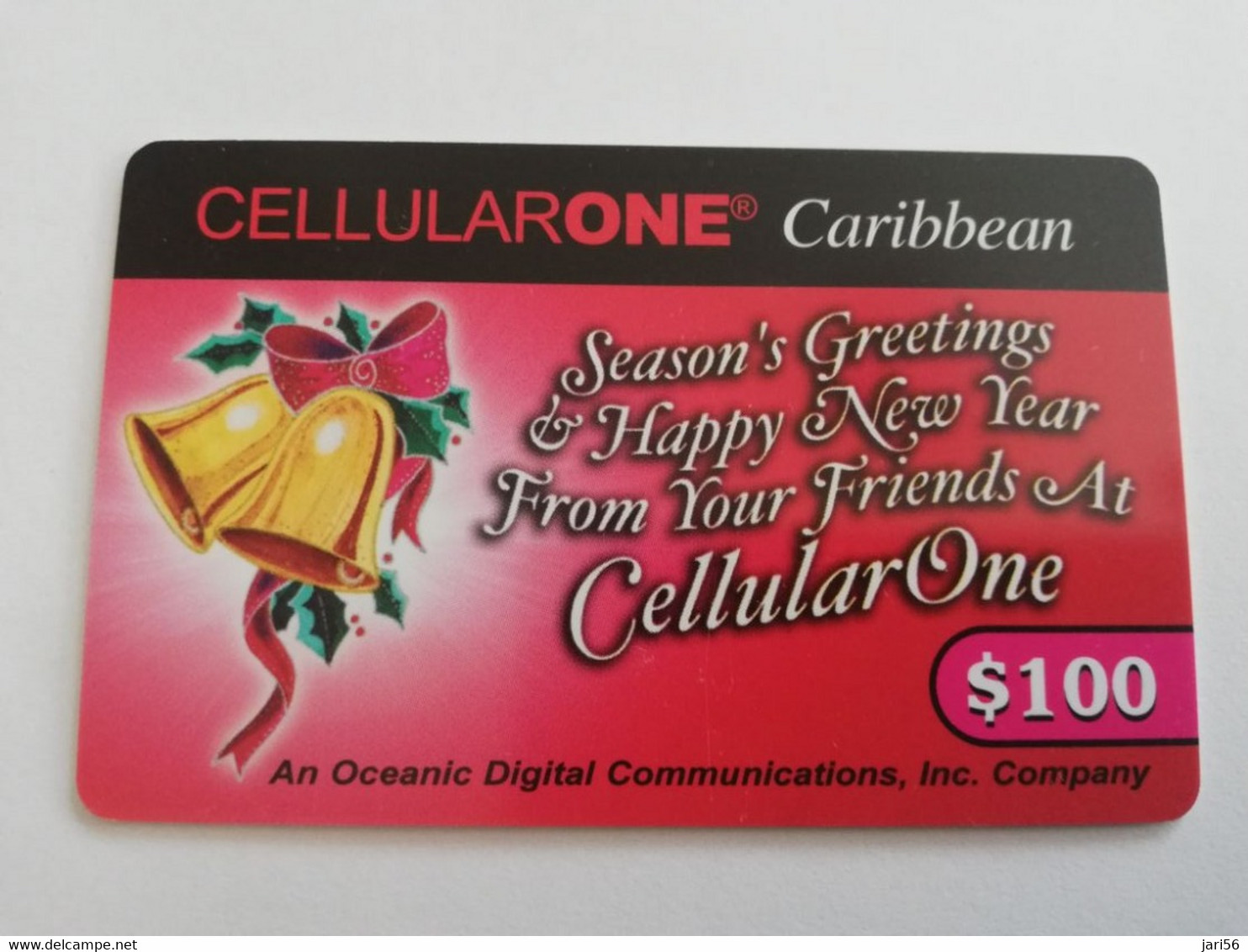 St MAARTEN  Prepaid  $100,- CELLULAIRONE CARIBBEAN   SEASONS GREETINGS        Fine Used Card  **10124** - Antilles (Neérlandaises)