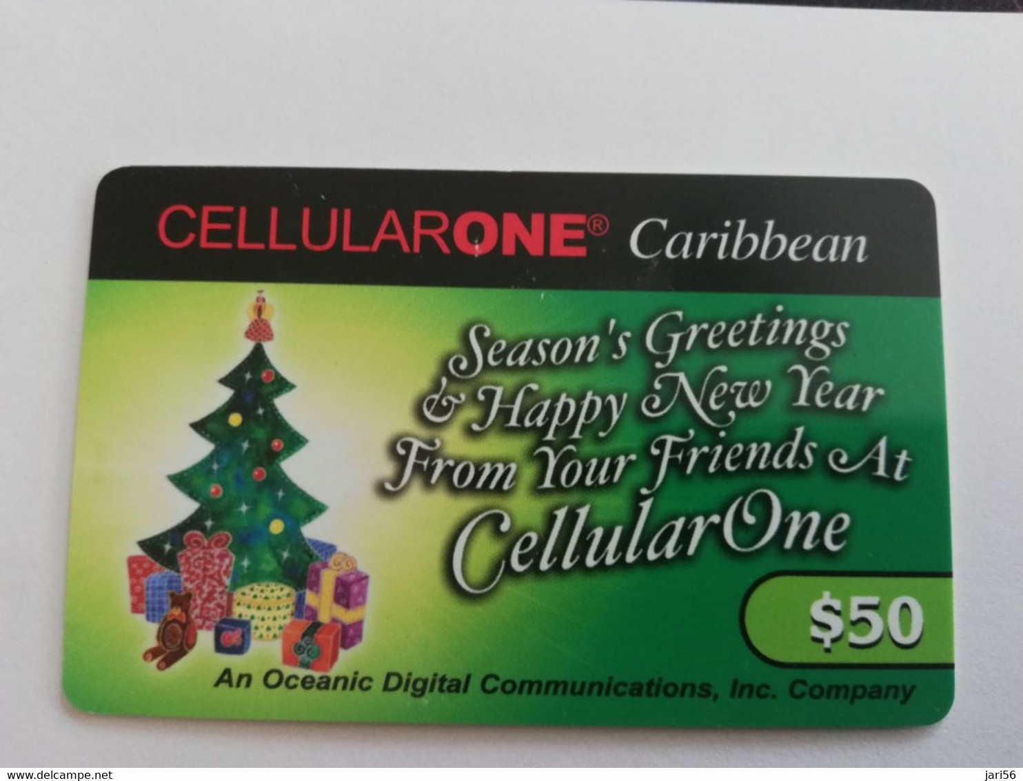 St MAARTEN  Prepaid  $50,- CELLULAIRONE CARIBBEAN   CHRISTMAS TREE       Fine Used Card  **10125** - Antillas (Nerlandesas)