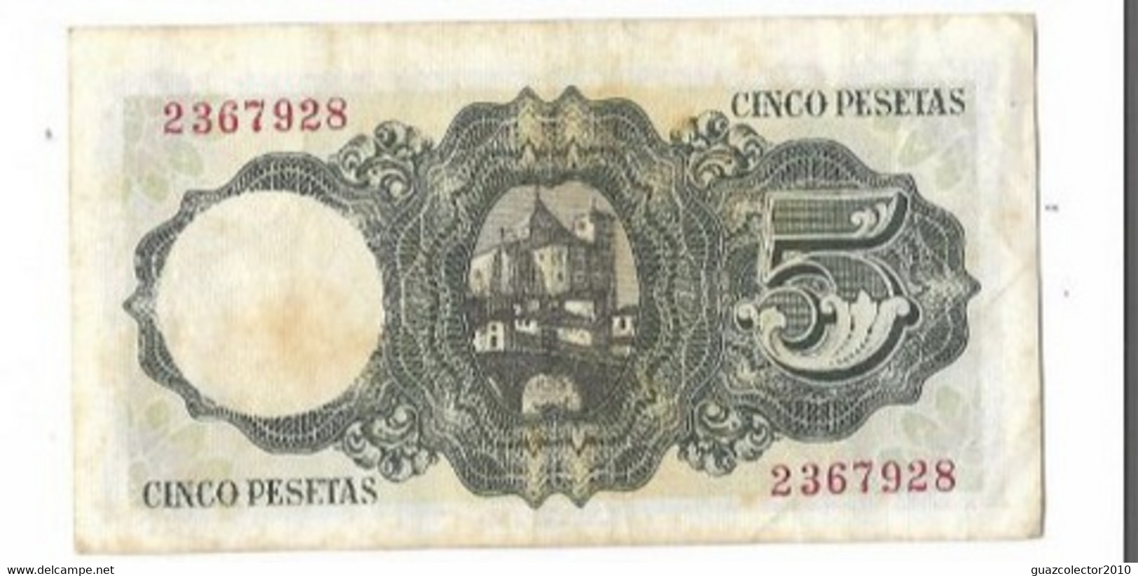 ESPAÑA: 5 PESETAS FRANCO (BALMES). AÑO 1951. SIN SERIE. MBC-. ALGO SUCIO. ESCASO - 5 Pesetas