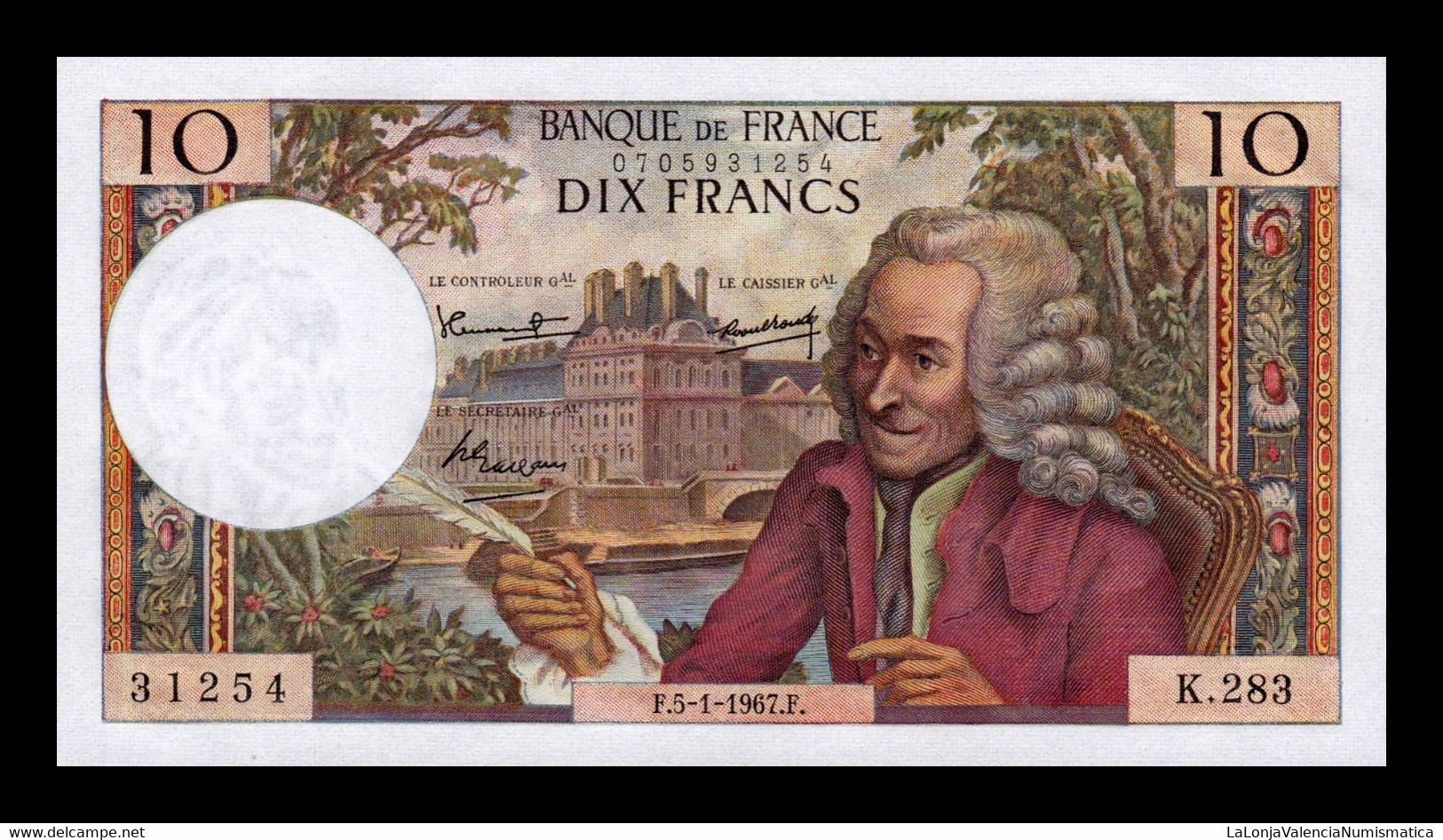 Francia France 10 Francs Voltaire 1967 Pick 147b SC UNC - 10 F 1963-1973 ''Voltaire''