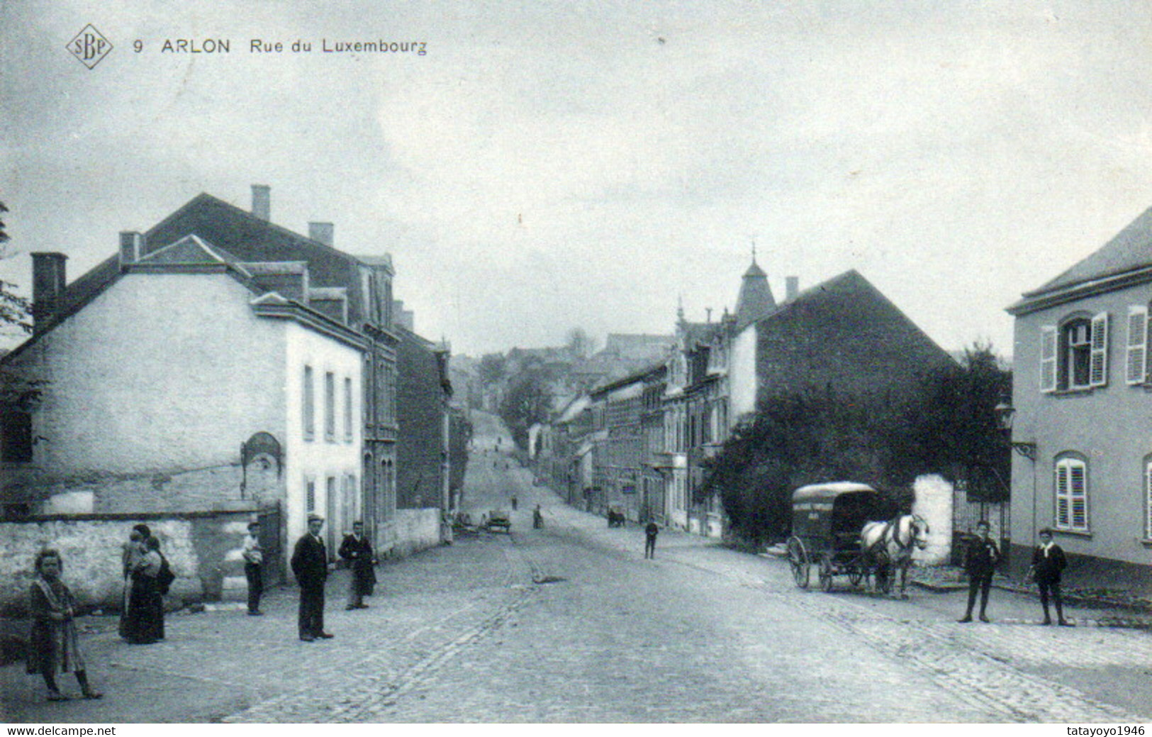 Arlon Rue Du Luxembourg Bien Animée Attelage Carte SBP 9 Voyagé En 1908 - Aarlen