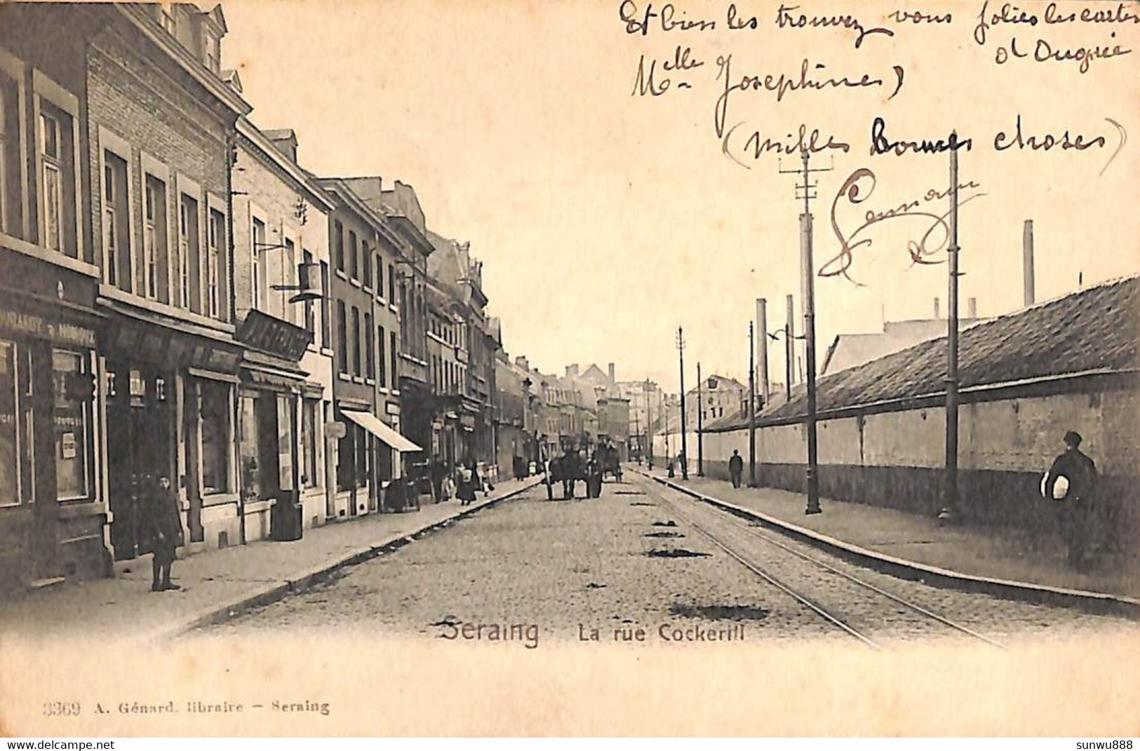 Seraing - La Rue Cockerill (animée A. Génard Libraire 1904) - Seraing