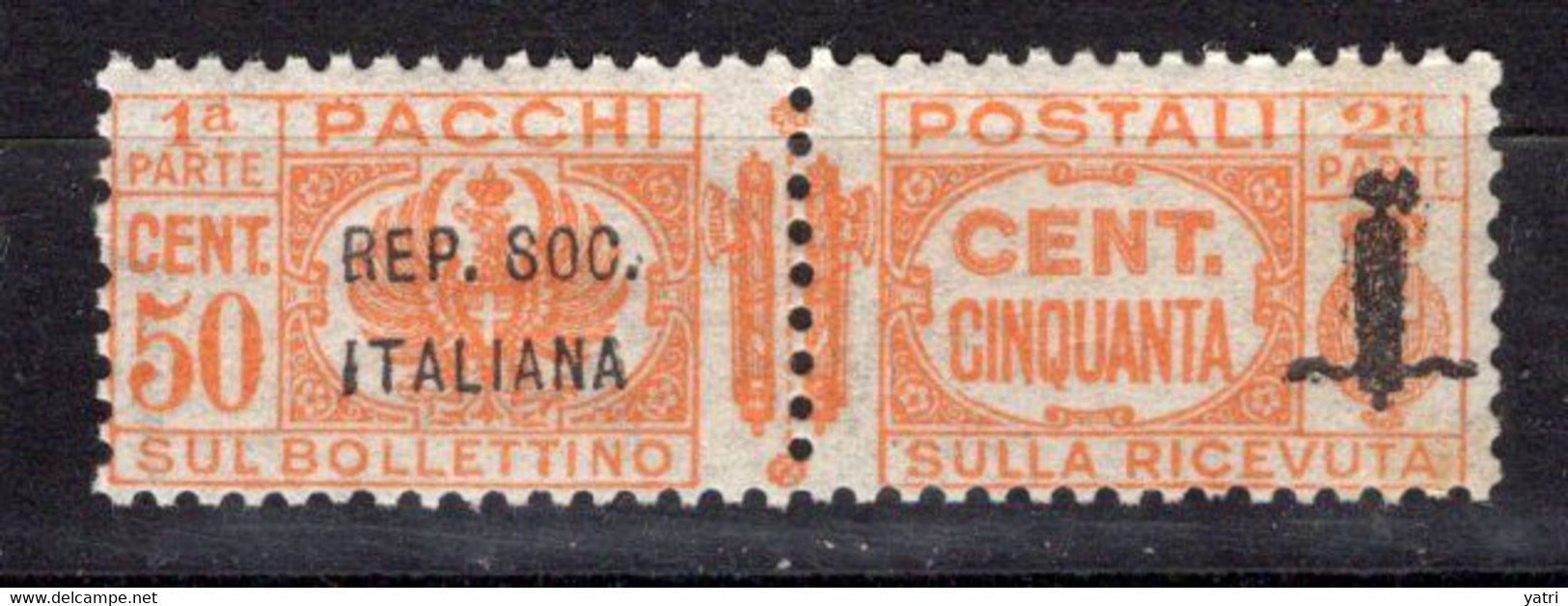 Repubblica Sociale (1944) - Pacchi Postali, 50 Cent. ** - Comma Leggermente Bruna - Paketmarken