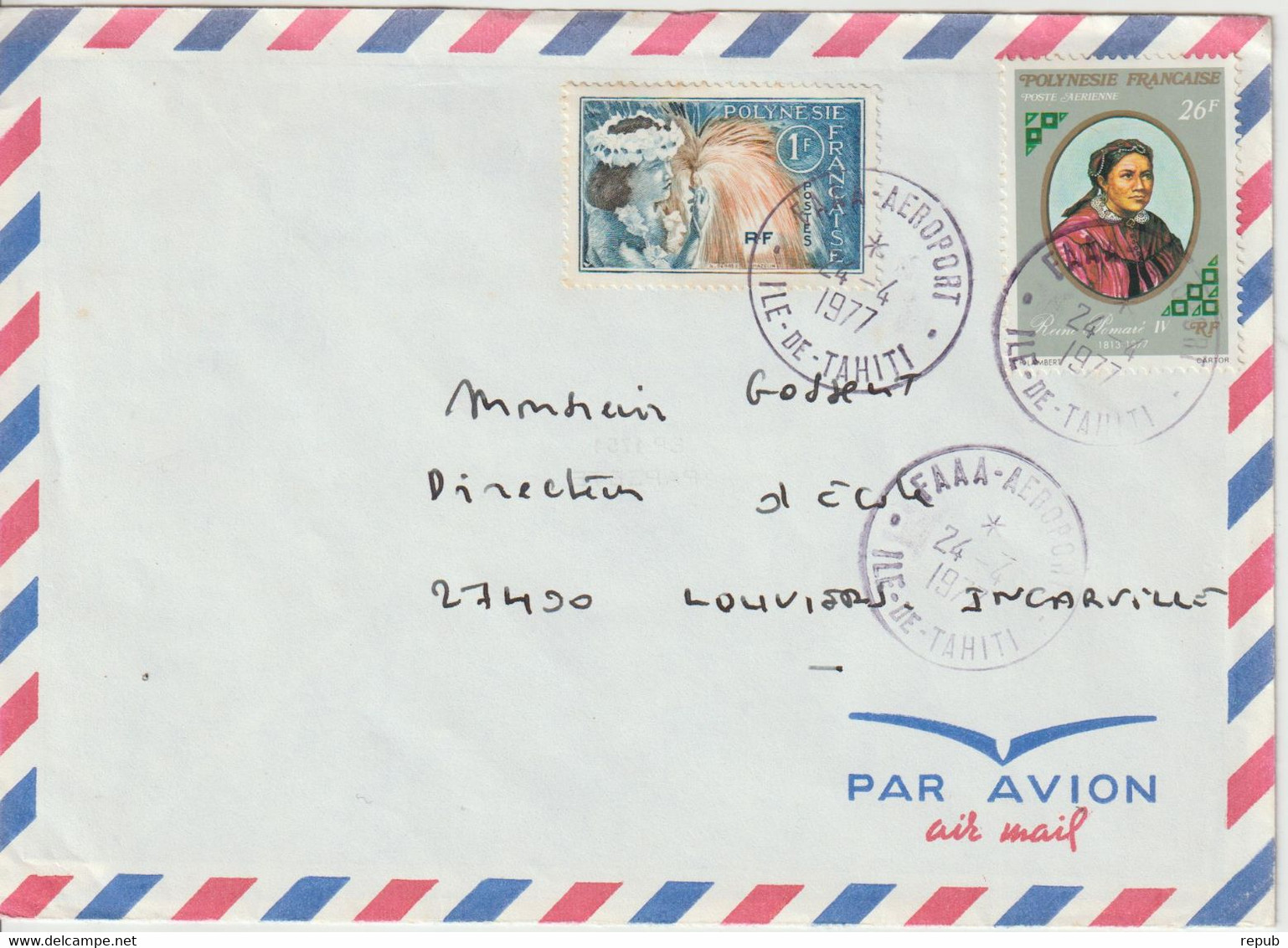 Lettre 1977 Pour La France - Brieven En Documenten