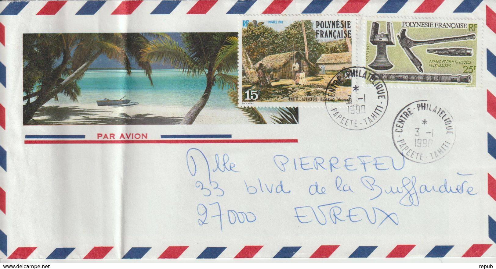 Lettre 1990 Pour La France Trace De Pli - Storia Postale