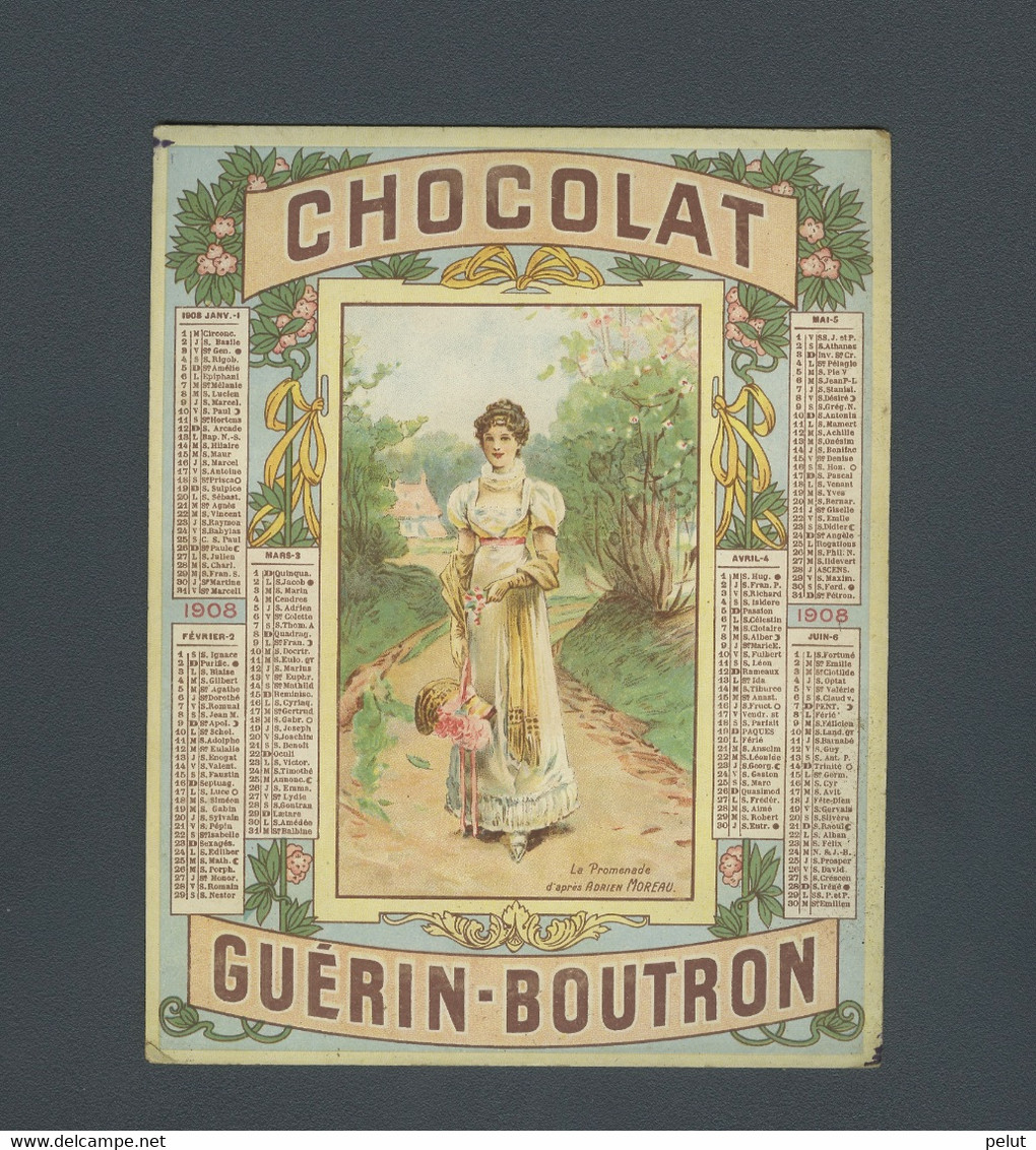 Calendrier Publicitaire Chocolat Guérin-Boutron 1908 - Petit Format : 1901-20