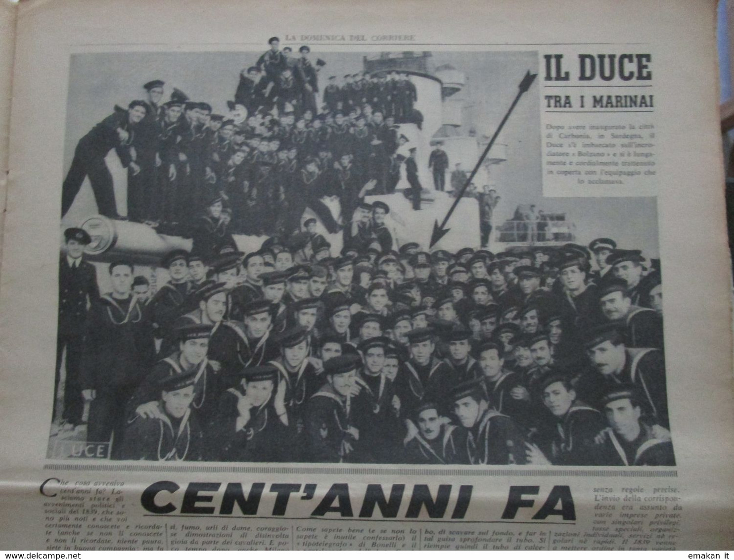 # DOMENICA DEL CORRIERE N 1/ 1939 GRANDE CALDAIA PRECIPITA IN STRADA DI LONDRA / IL DUCE TRA I MARINAI - First Editions