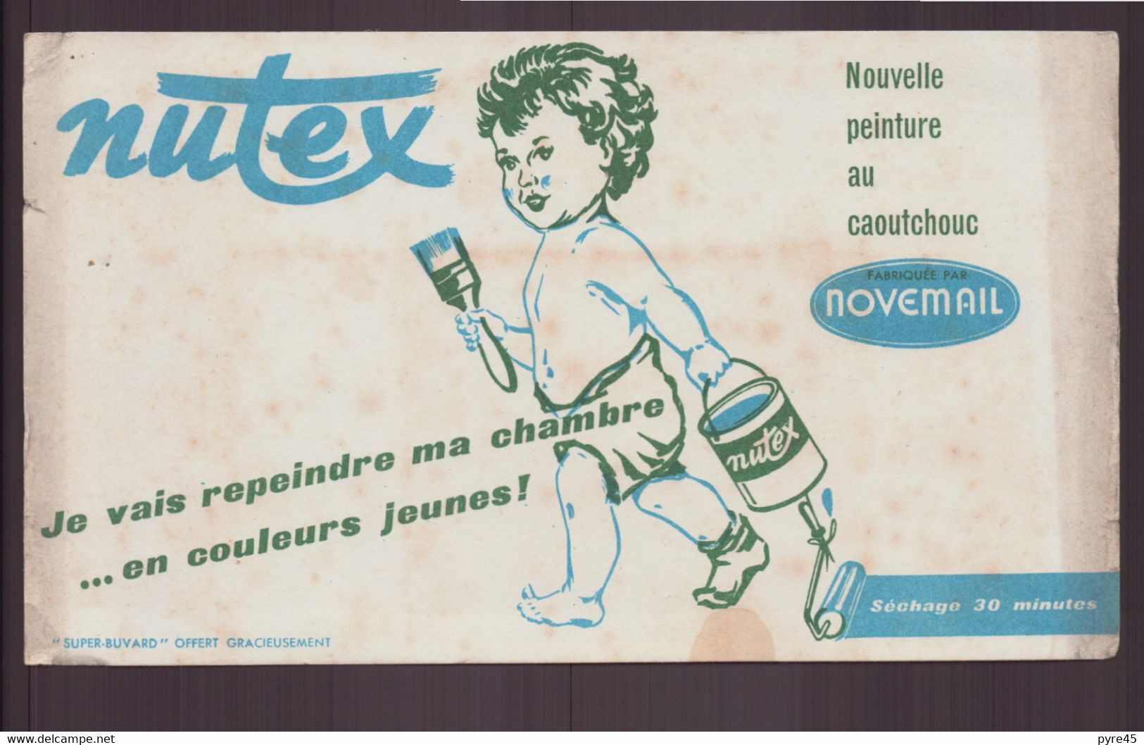 Buvard ( 20.5 X 12 Cm ) " Novemail, Peinture Nutex " ( Pliures, Rousseurs, Déchirures ) - Peintures