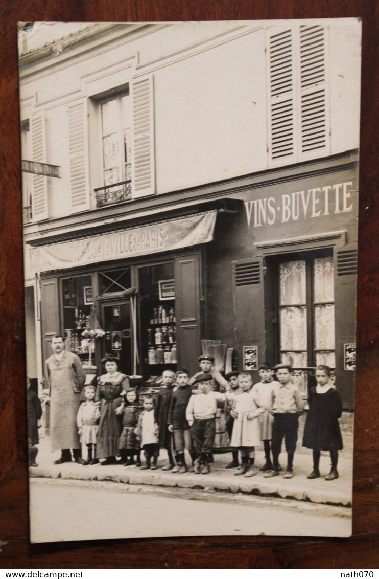 Carte Photo 1910's Café Bière De Paris Vins Buvette CPA Ak Animée - Cafés