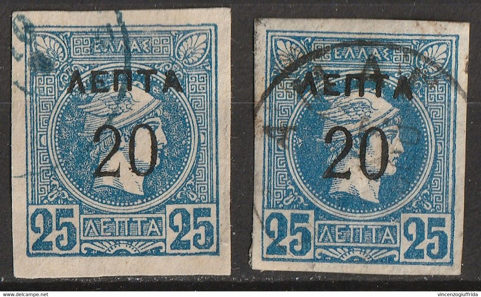 Grecia Regno 1900- Testa Piccola Di Mercurio Con Nuovo Valore In Soprastampa  Unificato 123/124 - Gebraucht