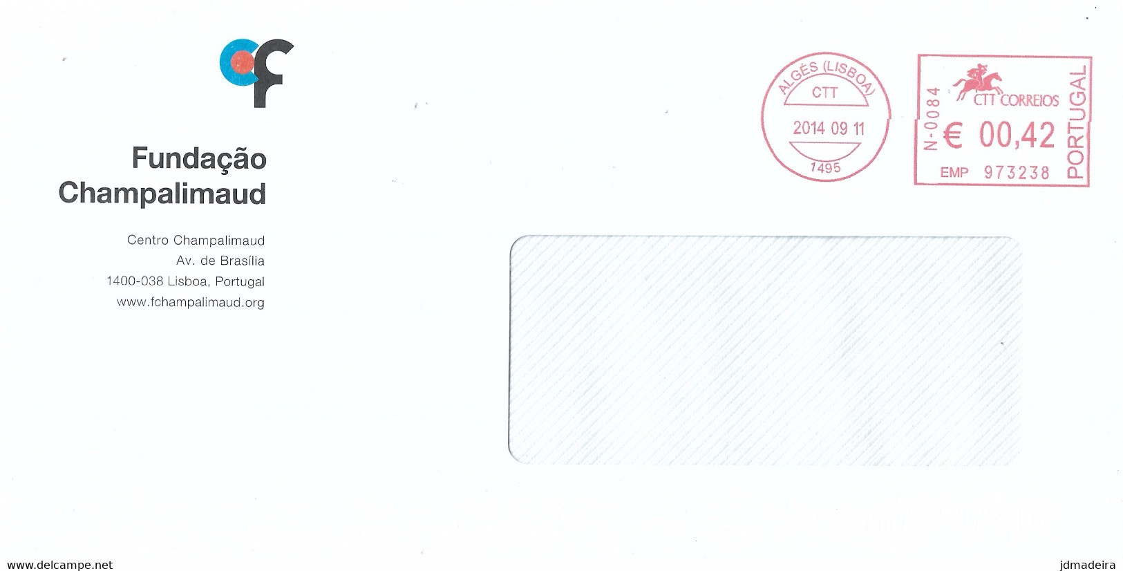 Portugal Fundação Champalimaud Cover With Meter Stamp - Briefe U. Dokumente