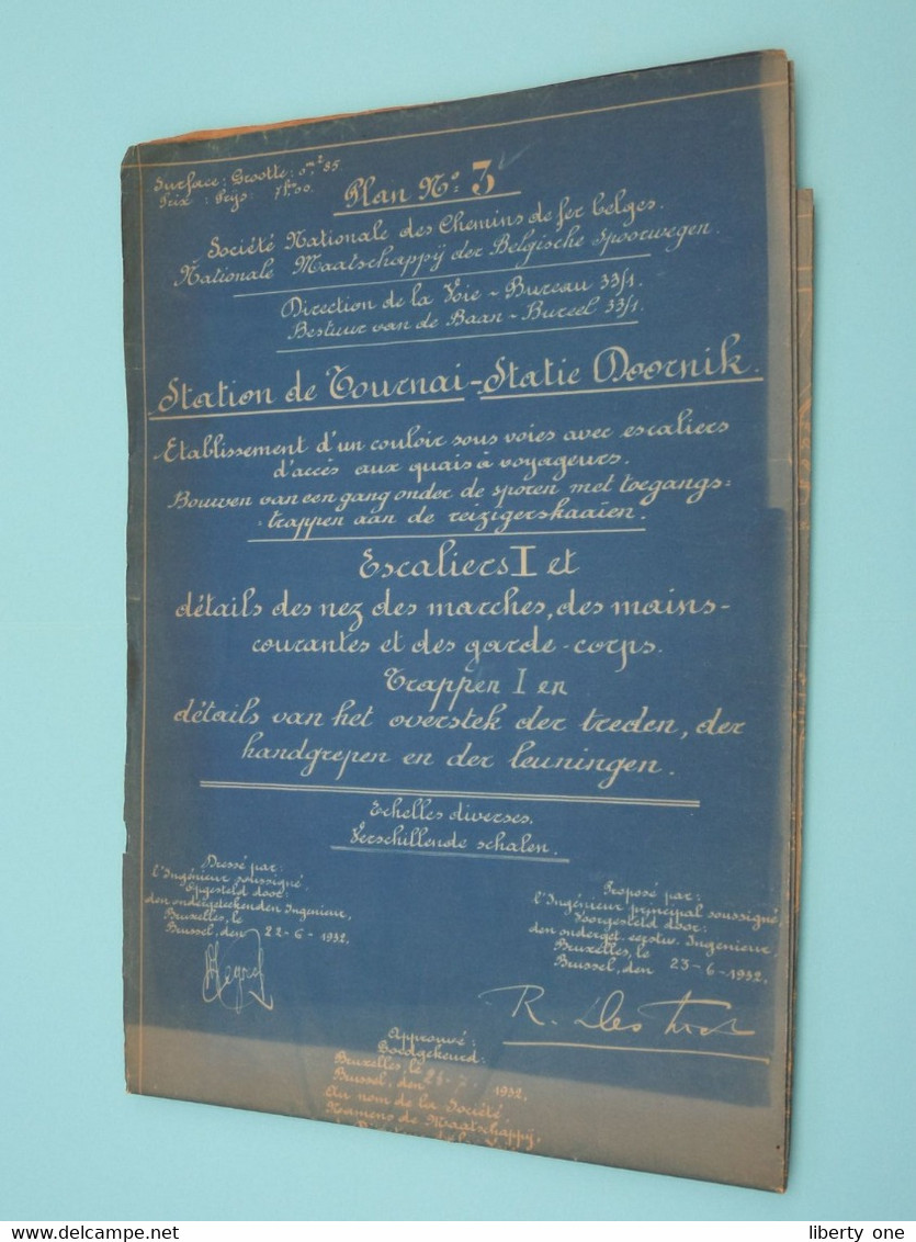 Plan N° 3 > Chemins De FER Belgische SPOORWEGEN > STATION De TOURNAI Statie Doornijk ( Zie / Voir SCANS ) Doornik 1932 ! - Arbeitsbeschaffung