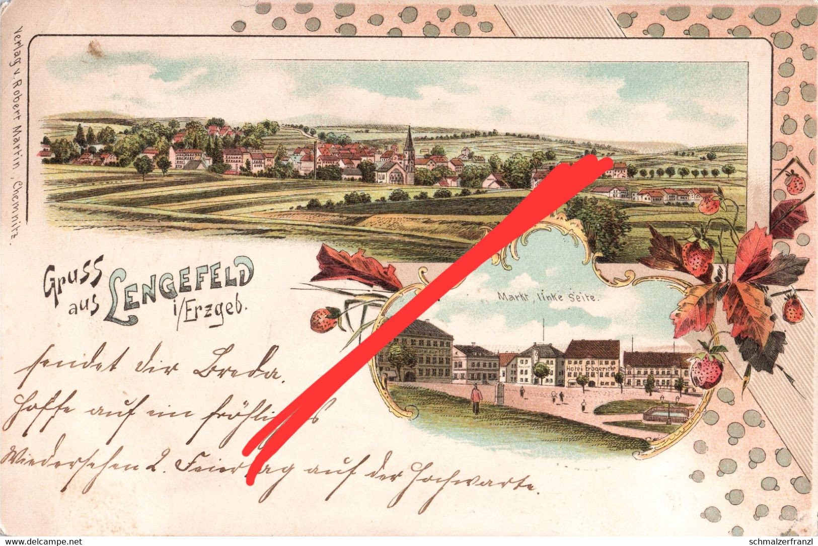 Litho AK Lengefeld Erzgebirge Hotel Erbgericht A Rauenstein Pockau Wünschendorf Reifland Kalkwerk Lauterbach Görsdorf - Lengefeld