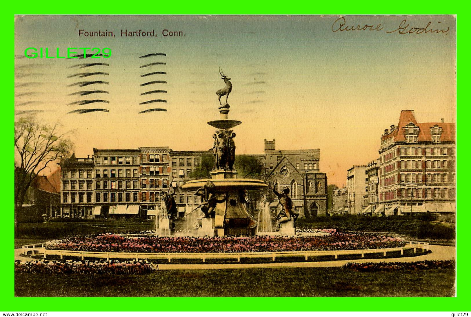 HARTFORD, CT - FOUNTAIN - TRAVEL IN 1908 -  THE METROPOLIS NEWS & PUB CO - - Hartford