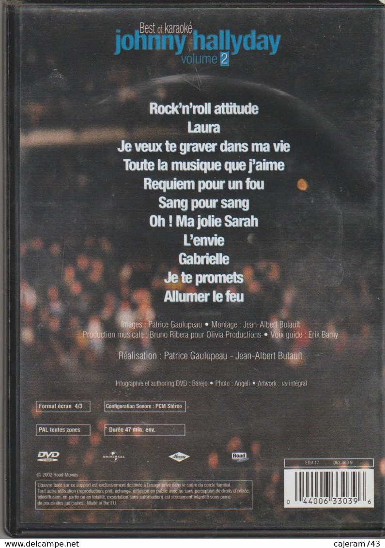 DVD. Johnny HALLYDAY - Best Of Karaoké - Volume 2 - 11 Titres - - Concert Et Musique