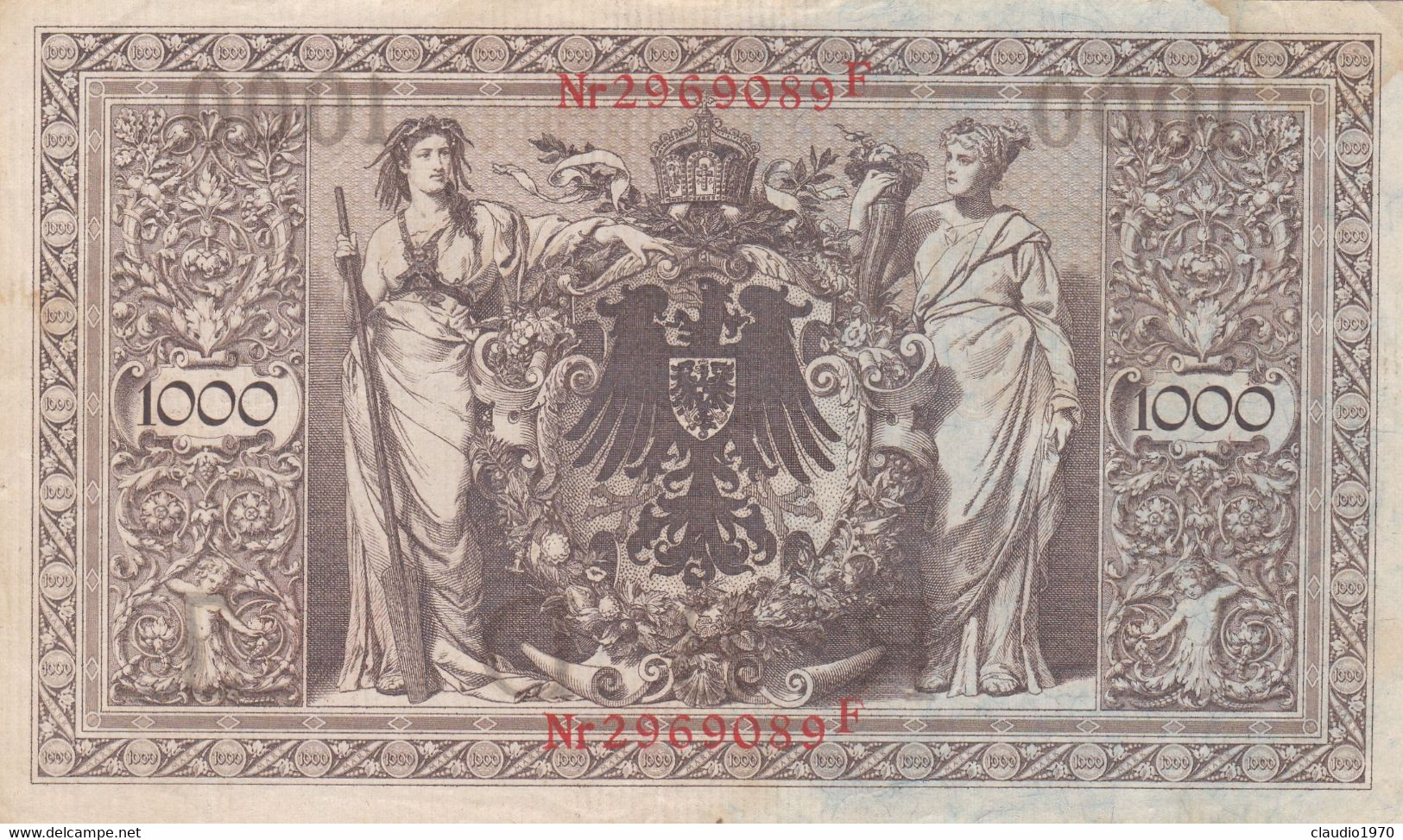 GERMANIA - 1910 PERIODO IMPERO BANCONOTE TEDESCA 1000 EINTAUSEND ZART MARK GERMANY - 1000 Mark