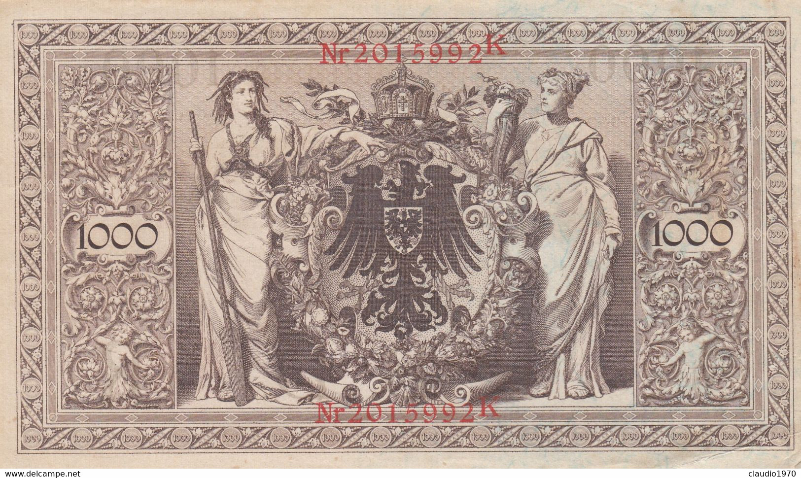 GERMANIA - 1910 PERIODO IMPERO BANCONOTE TEDESCA 1000 EINTAUSEND ZART MARK GERMANY - 1.000 Mark