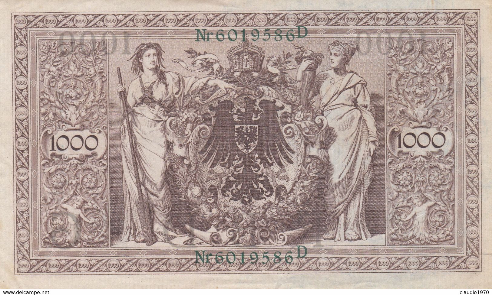 GERMANIA - 1910 PERIODO IMPERO BANCONOTE TEDESCA 1000 EINTAUSEND ZART MARK GERMANY - 1000 Mark