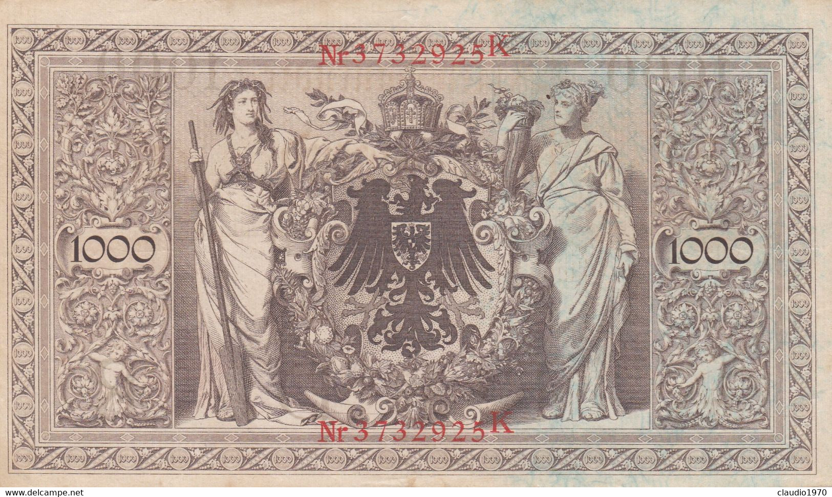 GERMANIA - 1910 PERIODO IMPERO BANCONOTE TEDESCA 1000 EINTAUSEND ZART MARK GERMANY - 1.000 Mark