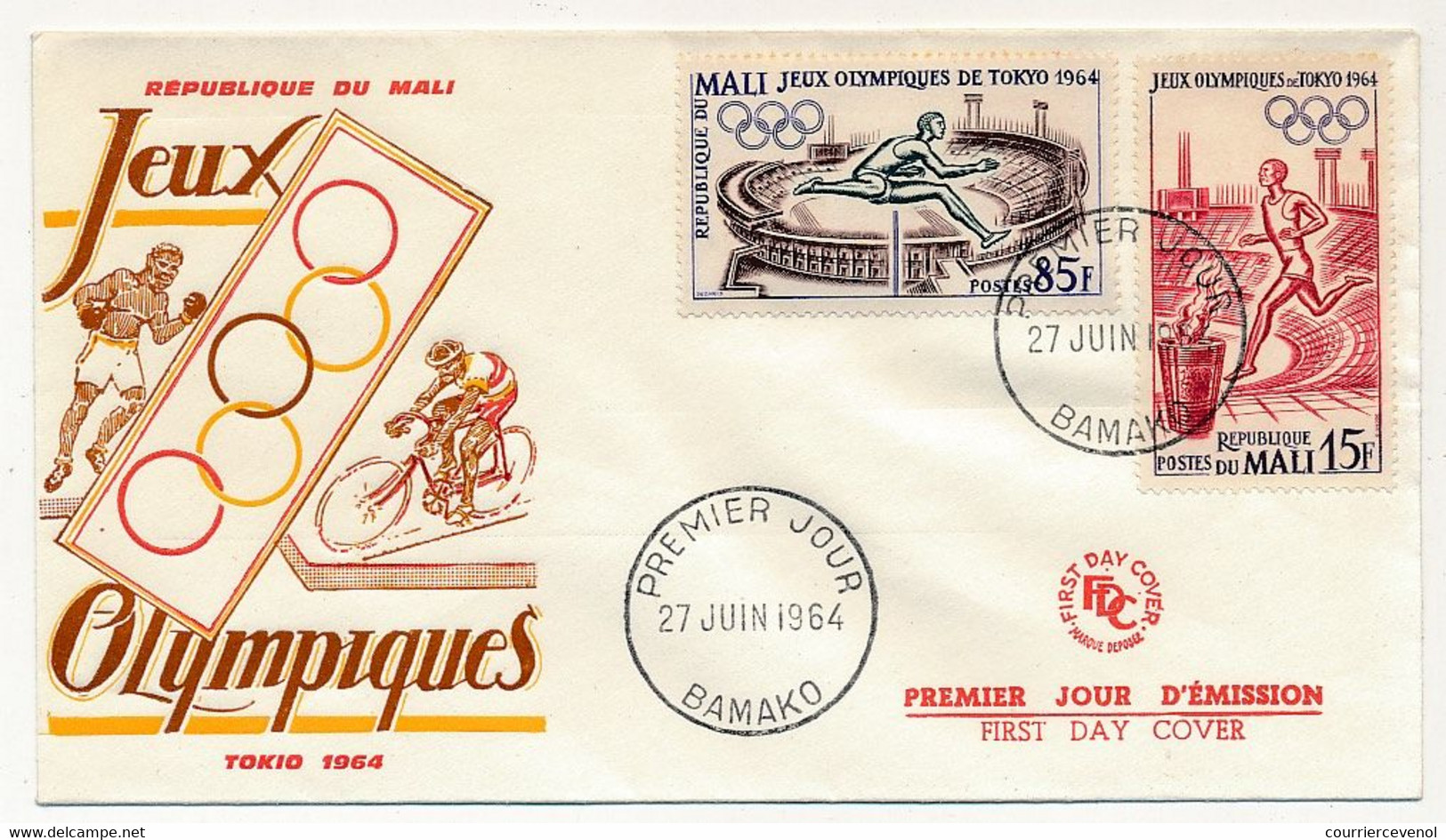 MALI => 2 Env. FDC => 4 Valeurs Jeux Olympiques De Tokyo  - 27 Juin 1964 Bamako - Malí (1959-...)