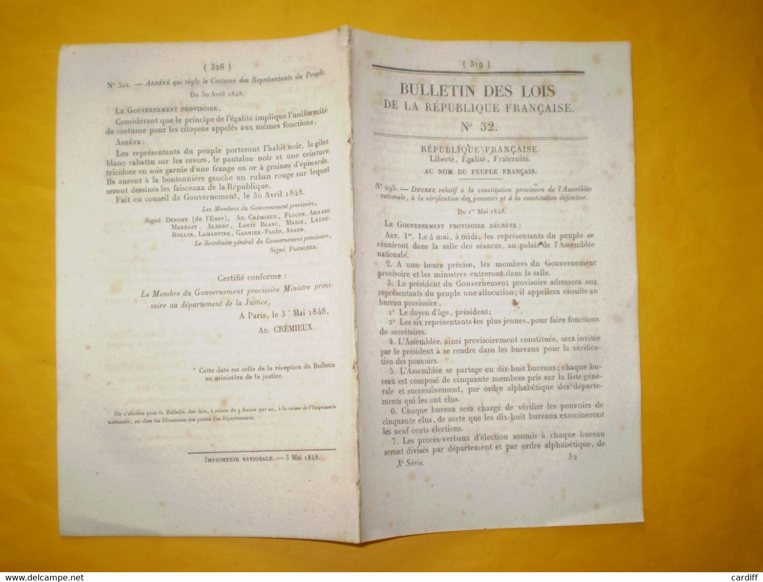 Bulletin Des Lois 1848: Gouvernement Provisoire. Abolition De L'esclavage Dans Les Colonies & Possessions Françaises - Decreti & Leggi