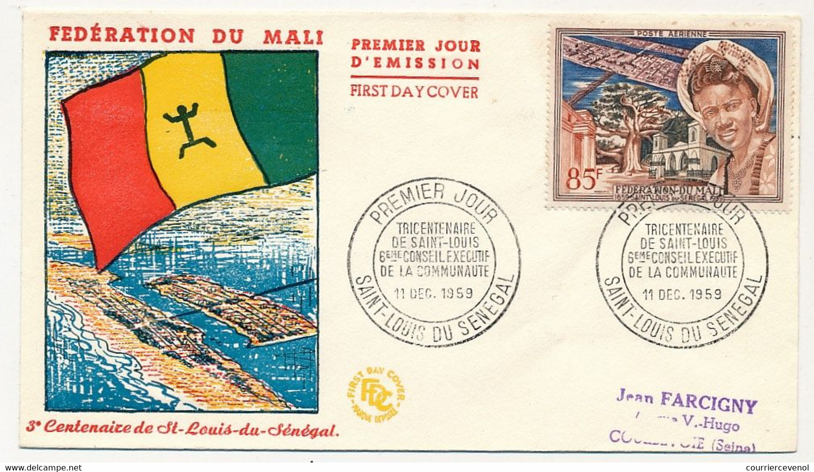 MALI => FDC - Tricentenaire De Saint-Louis - Conseil Exécutif - 11 Décembre 1959 - St Louis Du Sénégal - Malí (1959-...)