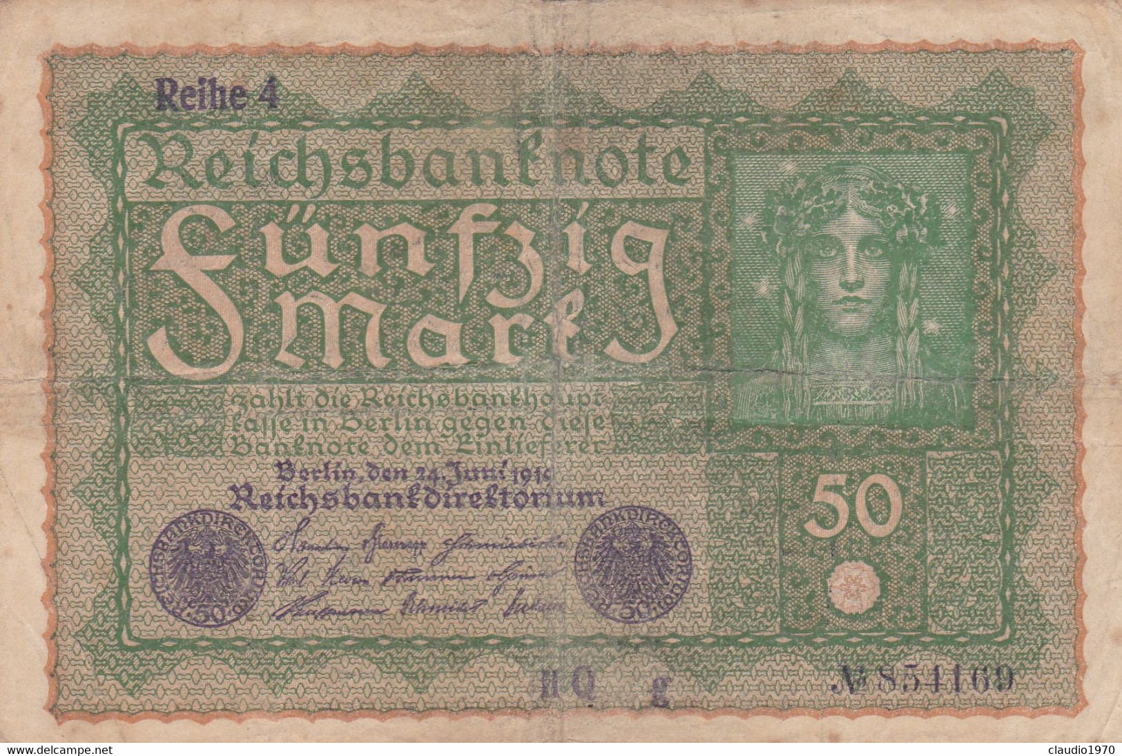 GERMANIA - 1919 BANCONOTE TEDESCA  - REPUBBLICA DI WEIMAR BANCONOTE - 50 FUNFZIG MARK - 50 Mark