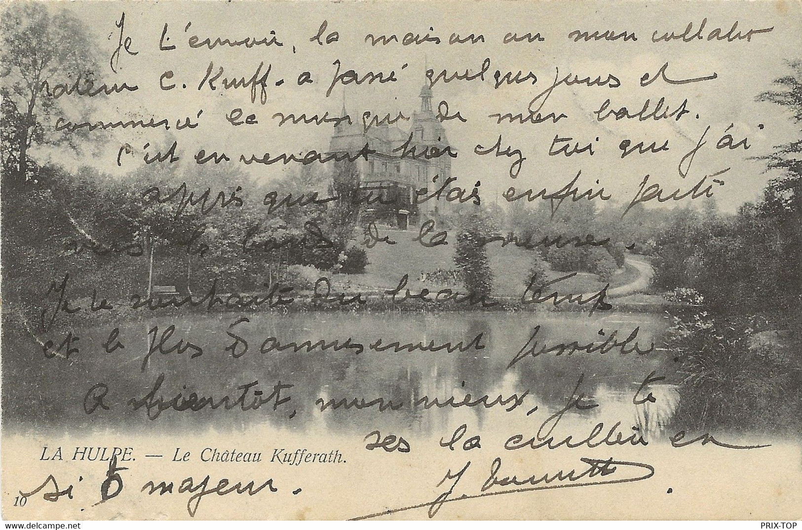 A1/ Belgique - België CP LA HULPE Le Château Kufferath TP 53 (5) C.Relais Linkebeek 1904 > Waulsort C. D'arrivée - La Hulpe