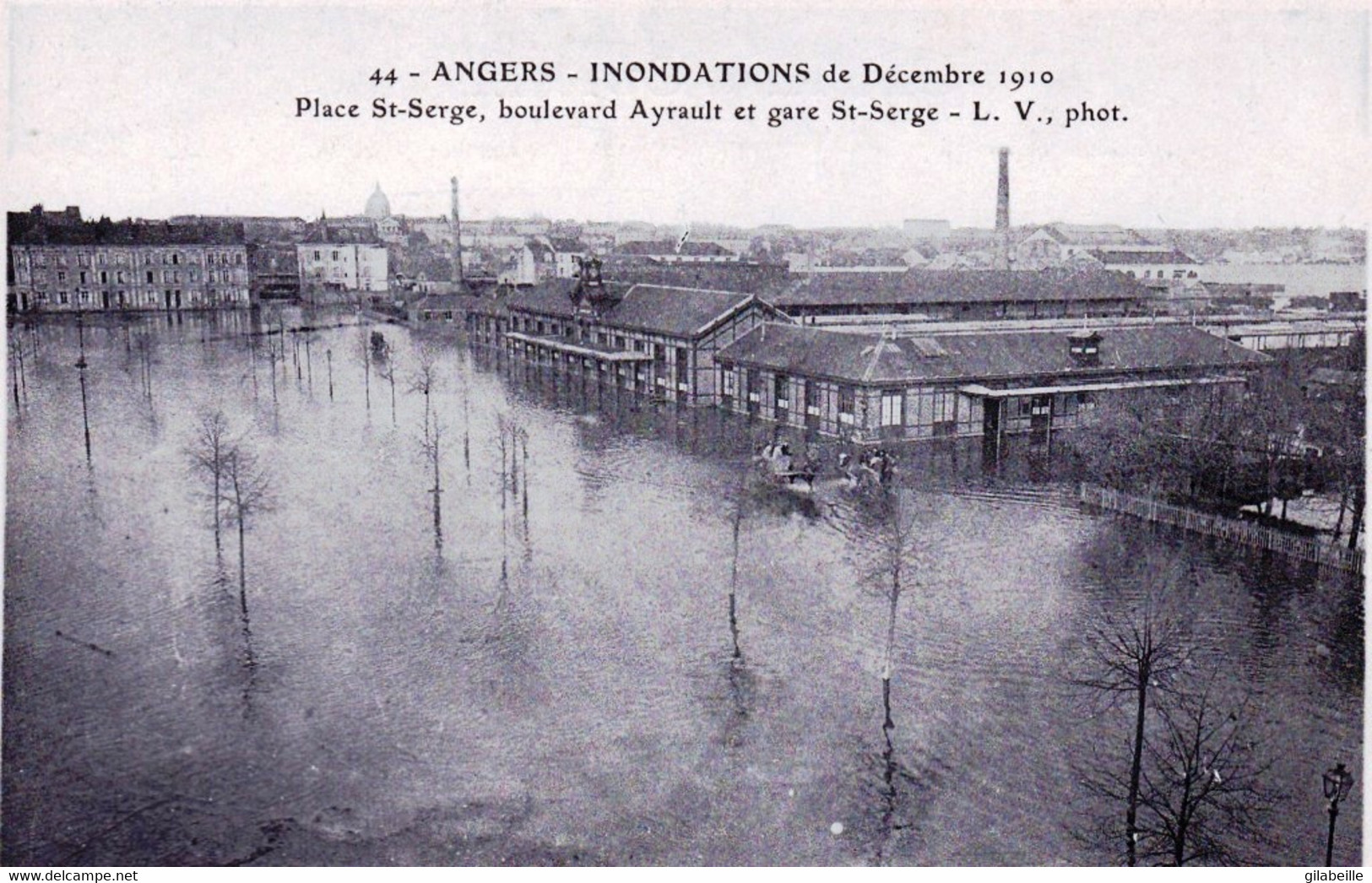 49 - Maine Et Loire - ANGERS - Inondations Decembre 1910 -  Place St Serge - Boulevard Ayrault Et Gare Saint Serge - Angers