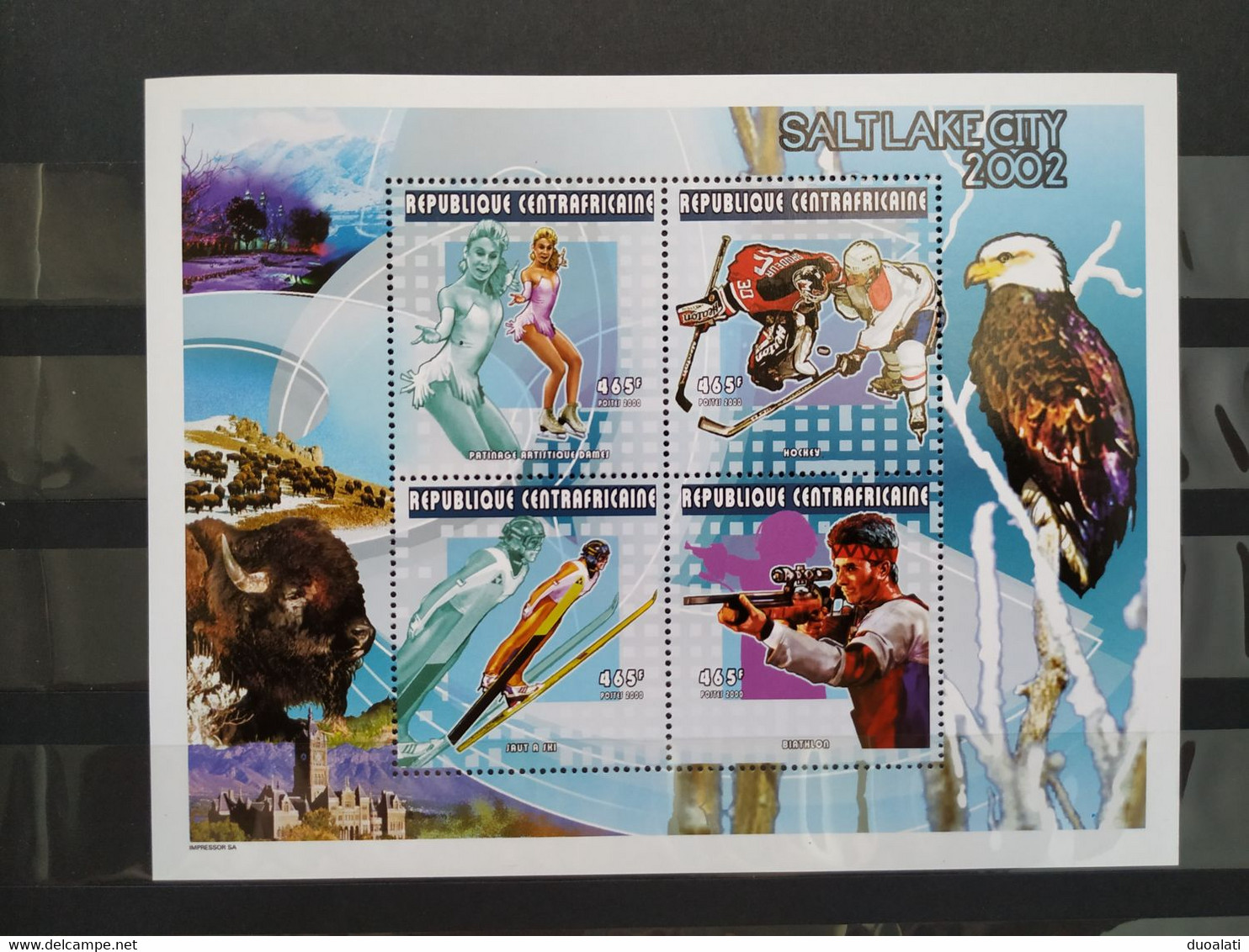 Central African Republic 2002 Olympic Winter Games Salt Lake City Luge Skiing Ice Hockey Skating 4 S/S MNH - Invierno 2002: Salt Lake City