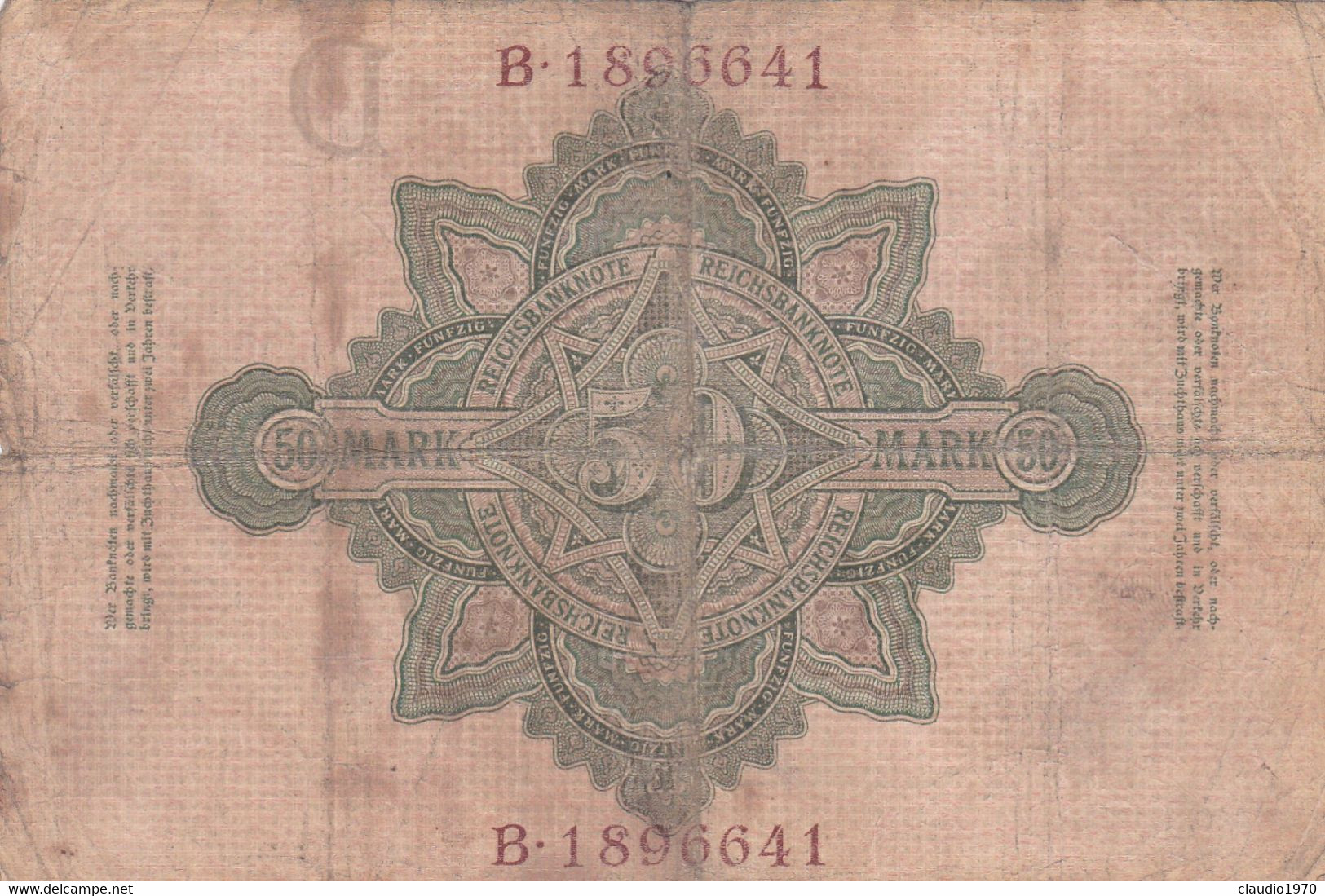 GERMANIA - 1908  BANCONOTE TEDESCA - 50 MARK - 50 Mark