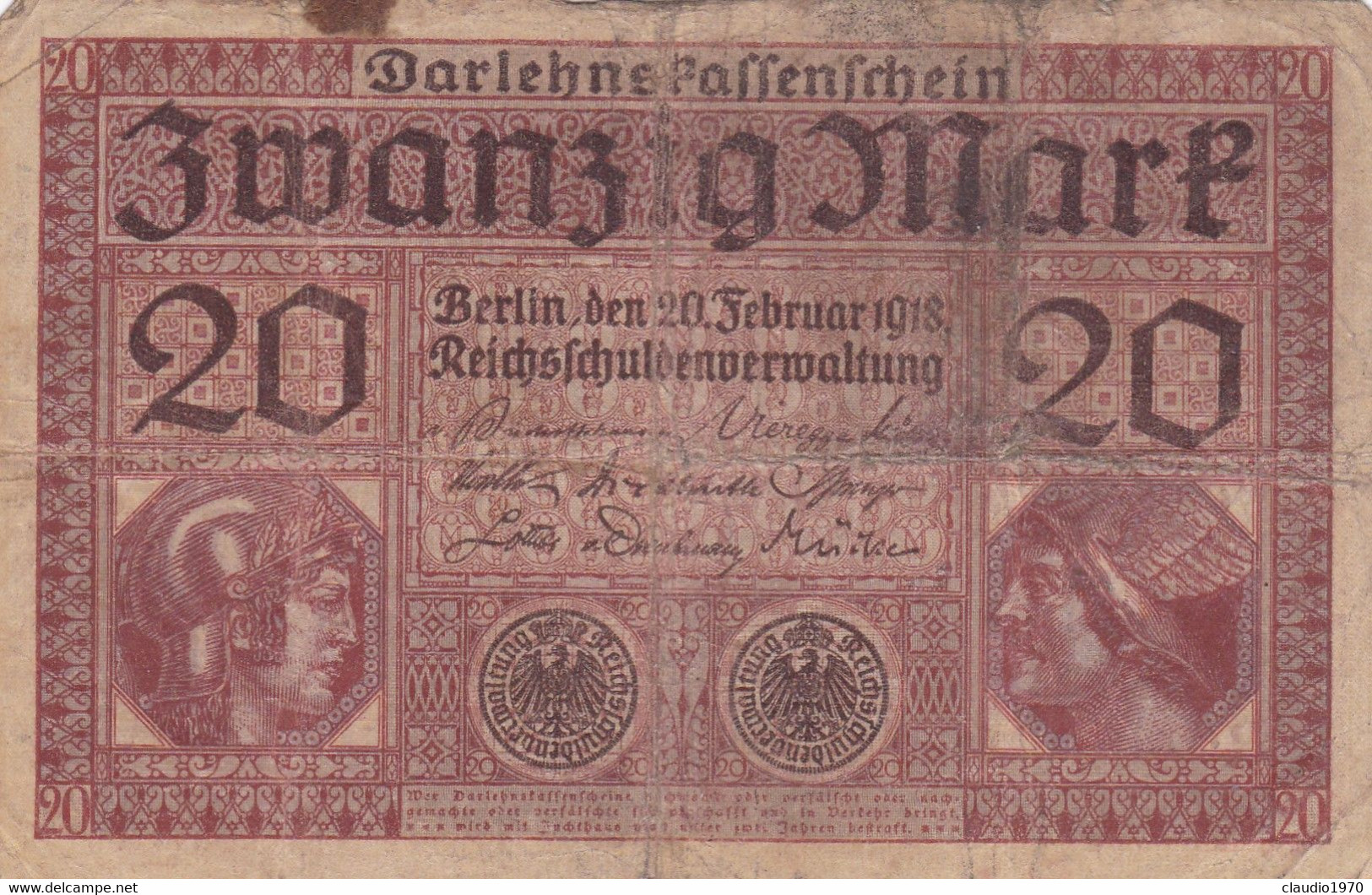 GERMANIA - 1918  BANCONOTE TEDESCA - 20 MARK - 20 Mark