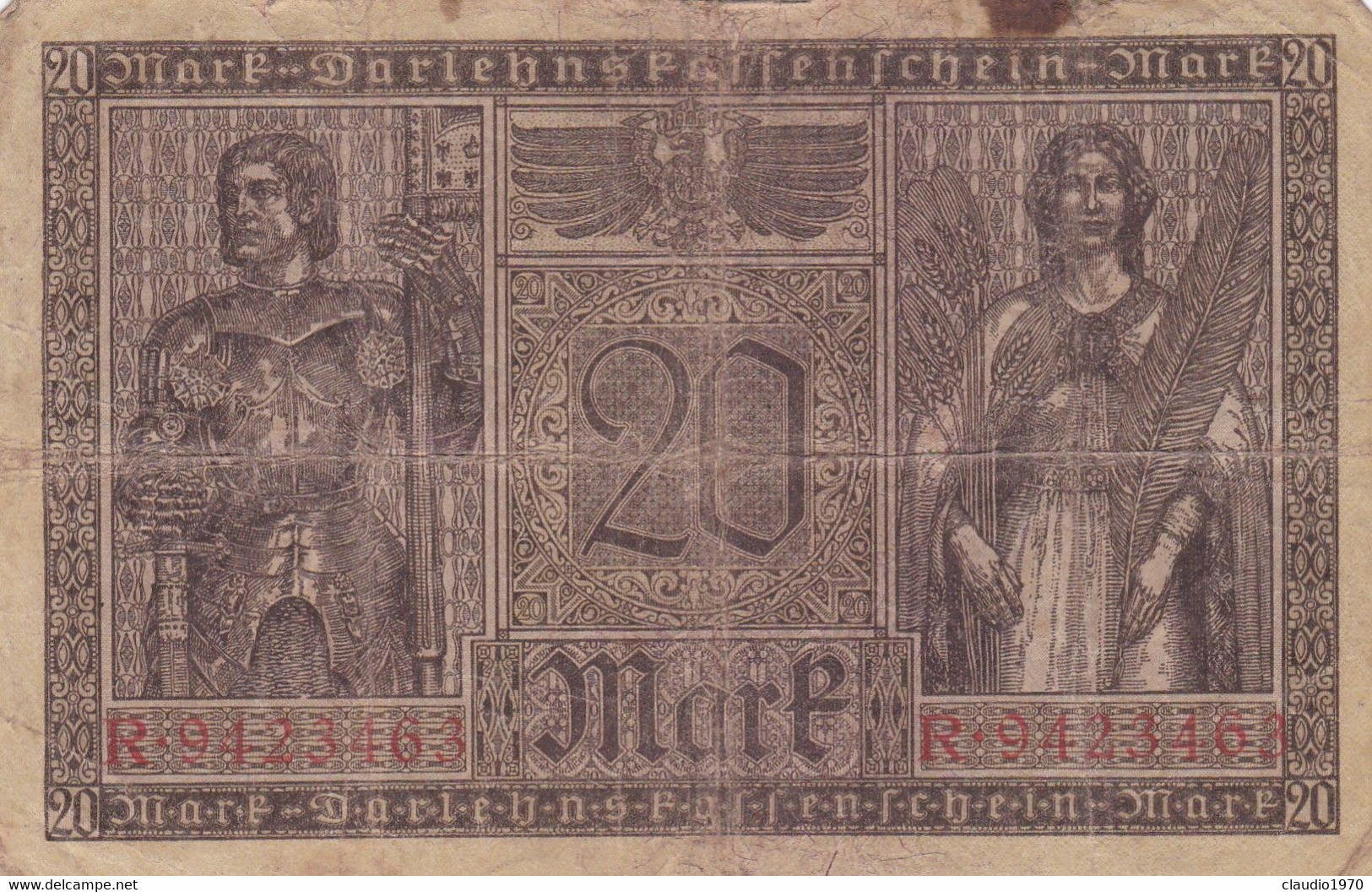 GERMANIA - 1918  BANCONOTE TEDESCA - 20 MARK - 20 Mark