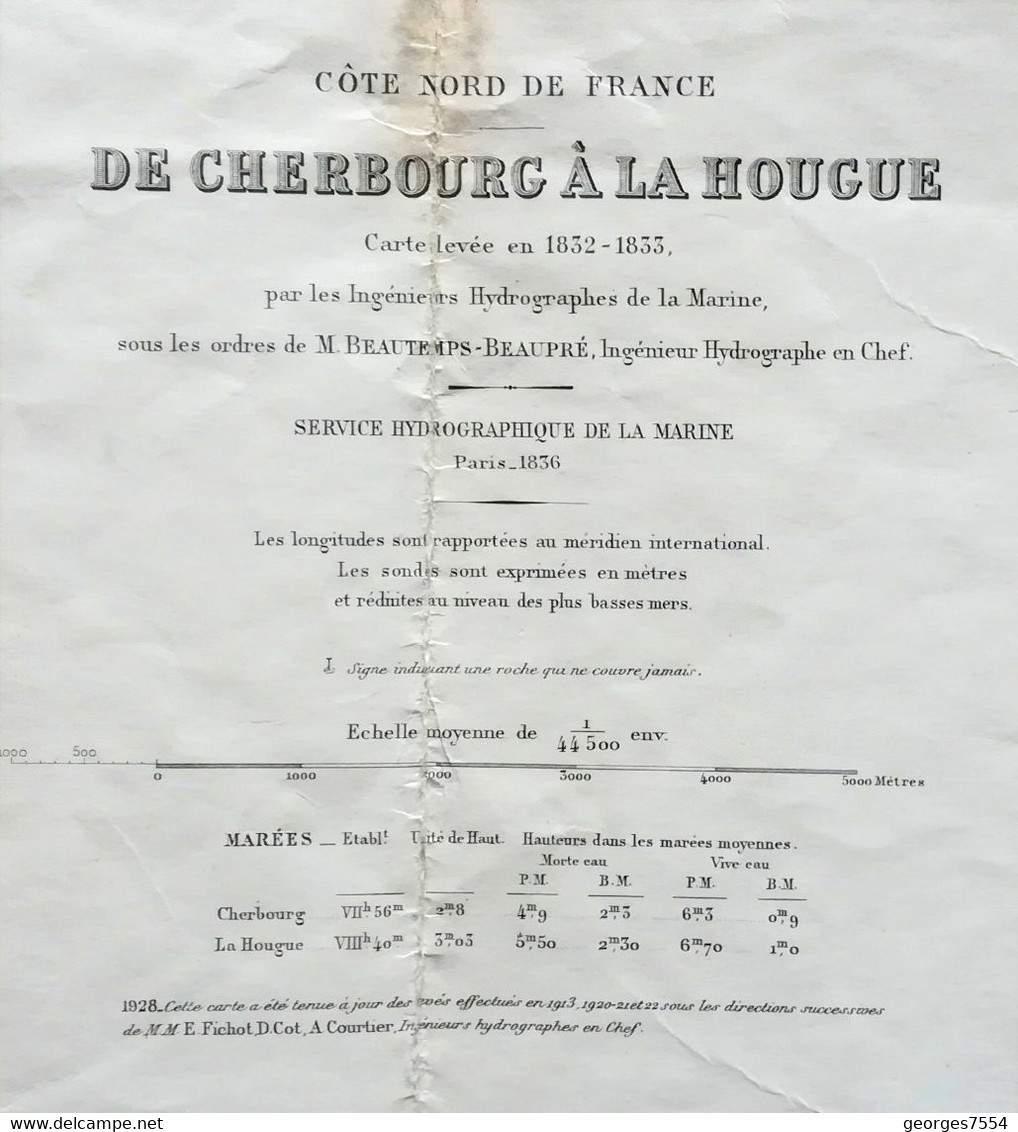 De CHERBOURG à La HOUGUE Carte Marine De Mr. BEAUTEMPS-BEAUPRE - Zeekaarten
