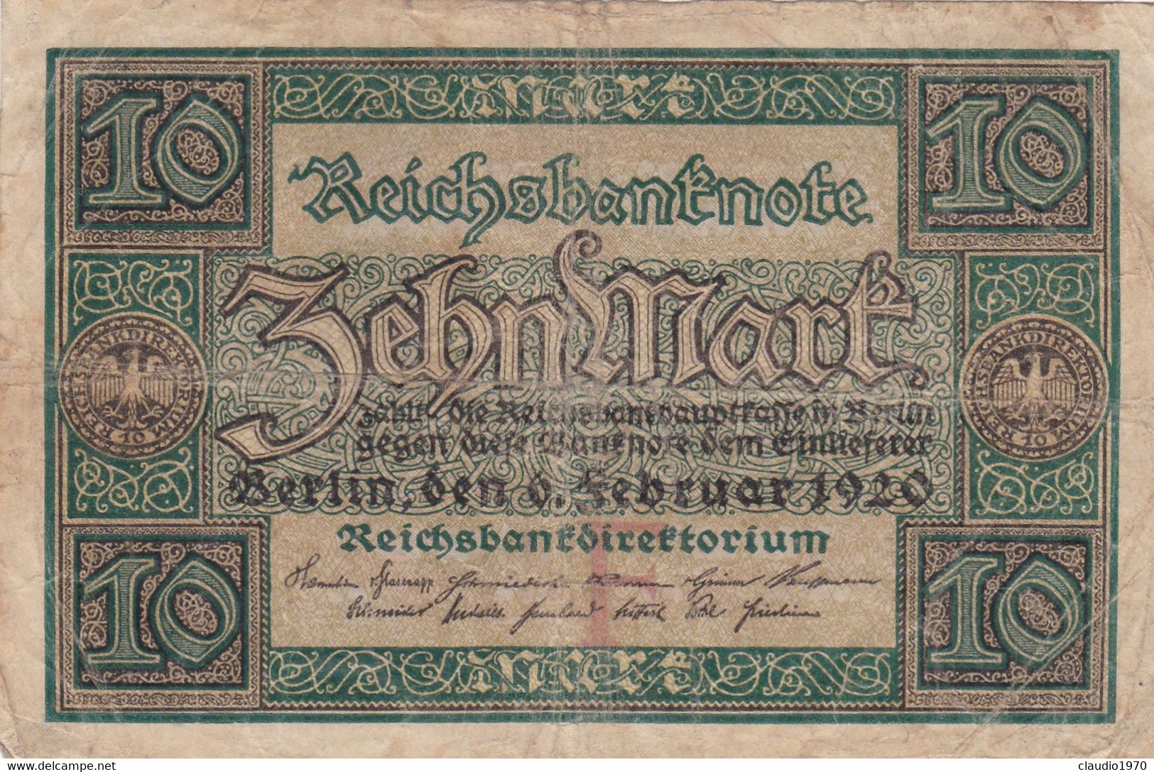 GERMANIA - 1920  BANCONOTE TEDESCA - 10 MARK - 10 Mark