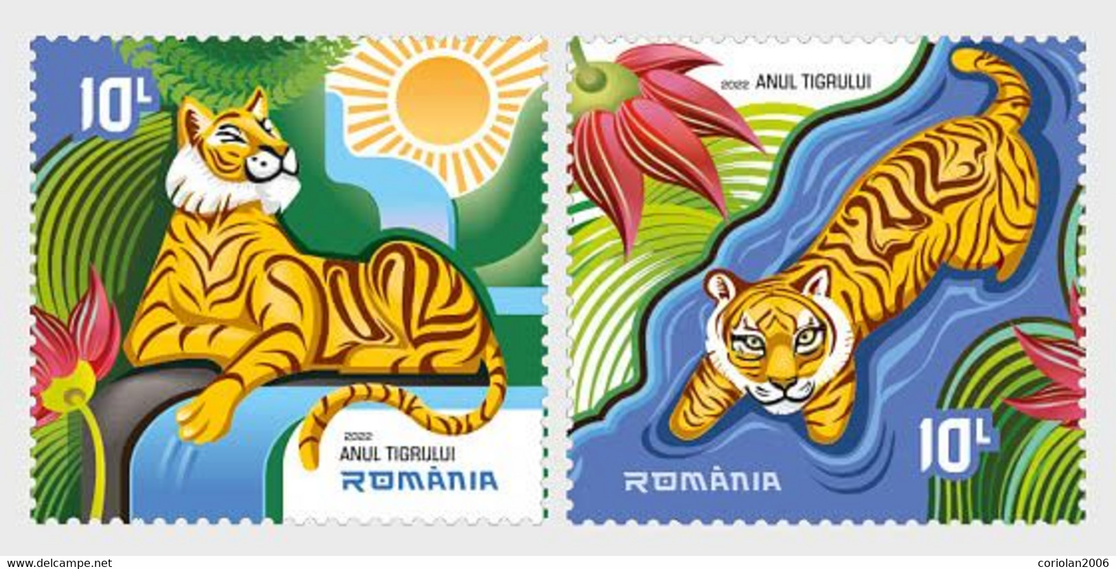 Romania 2022 / Year Of The Tiger / Set 2 Stamps - Neufs
