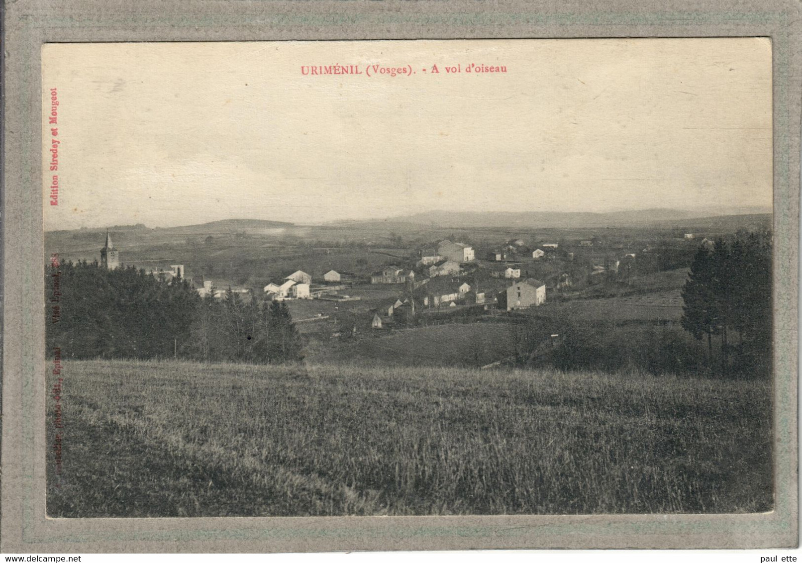 CPA - (88) URIMENIL - Aspect Du Village En Vol D'oiseau En 1911 - Urimenil