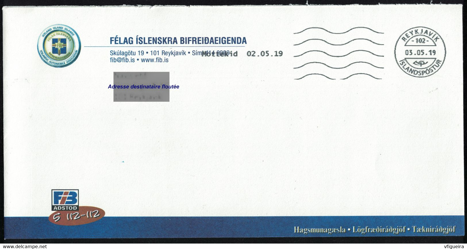 Islande EMA Empreinte Postmark Enveloppe FIB Félag Islenskra Bifreidaeigenda - Franking Labels