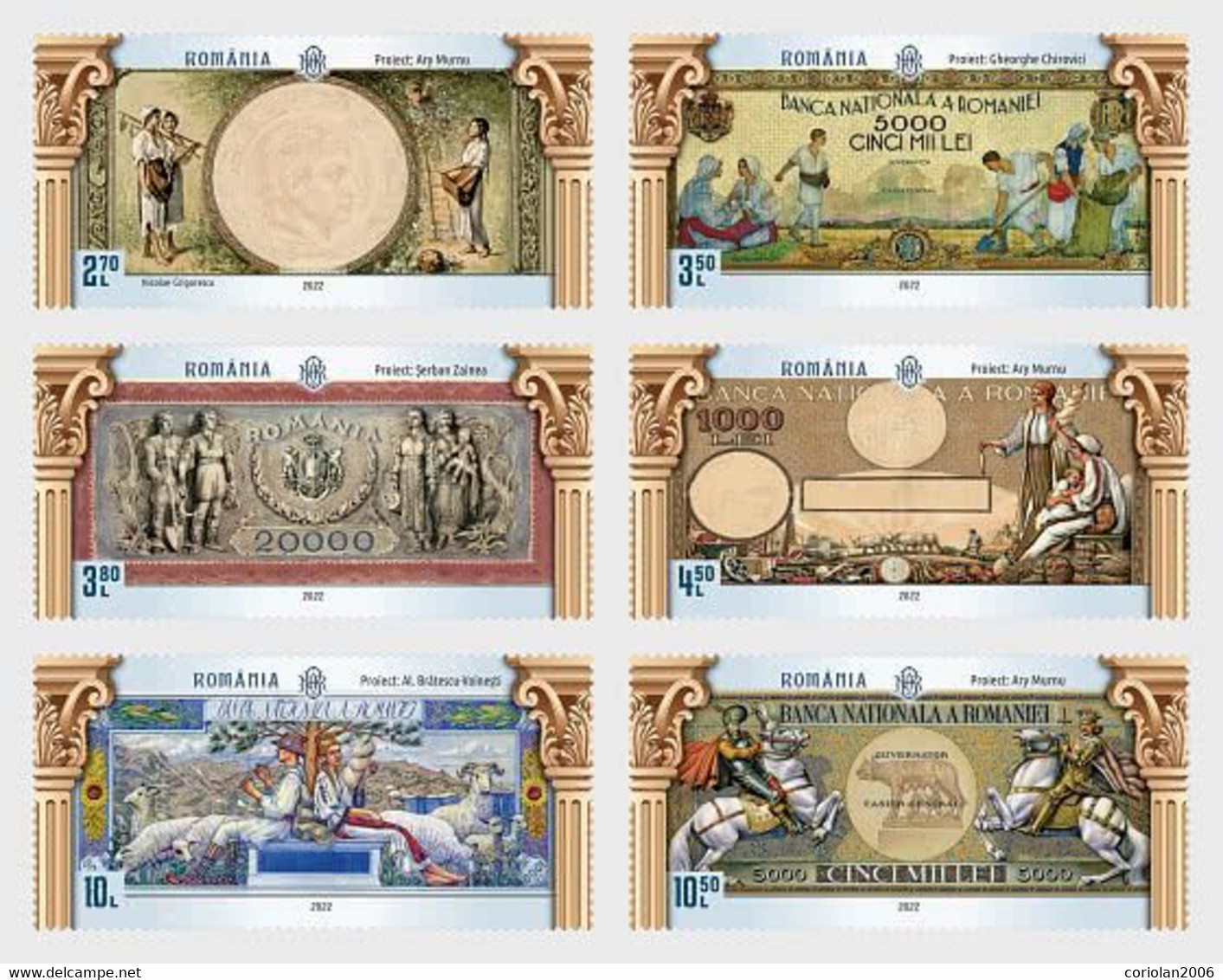 Romania 2022 / Painters Of Bancknotes / Set 6 Stamps - Ongebruikt