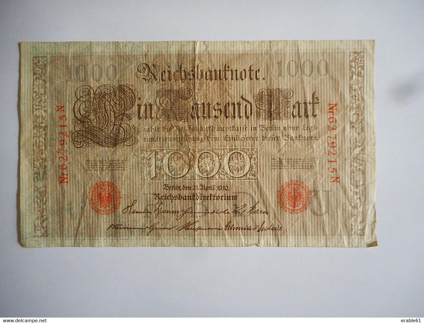ALLEMAGNE GERMANIA - 1910 PERIODO IMPERO BANCONOTE TEDESCA 1000 EINTAUSEND ZART MARK GERMANY - 1000 Mark