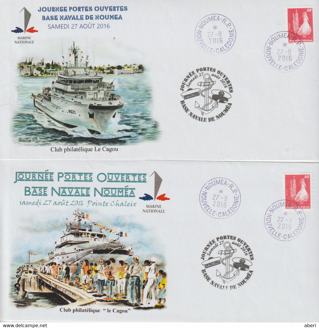 14403  BASE NAVALE De NOUMÉA - JOURNÉE PORTE OUVERTE  - NOUMÉA Le 27/8/2016 - 2 Enveloppes - Covers & Documents