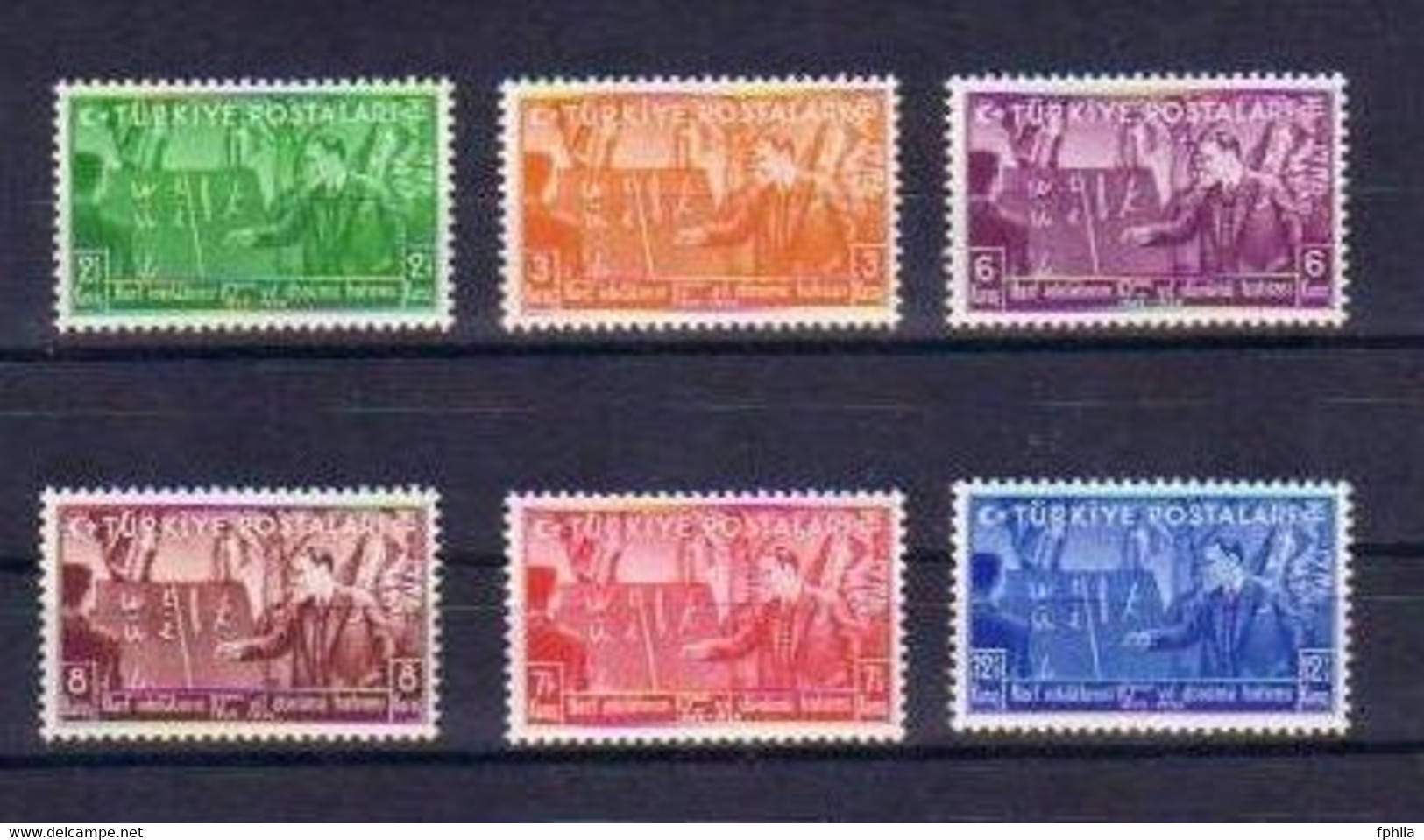 1938 TURKEY THE 10TH ANNIVERSARY OF THE REFORM OF THE TURKISH ALPHABET MNH ** - Neufs