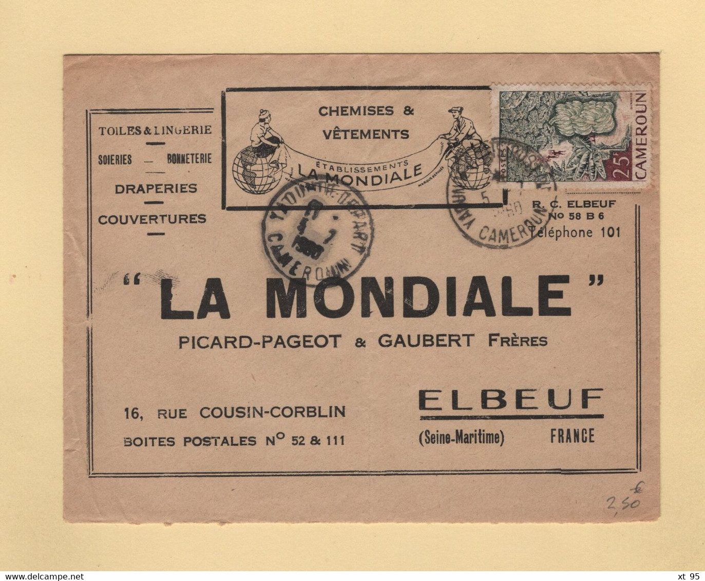 Cameroun - Yaounde Depart - 1960 - Enveloppe Illustree La Mondiale - Briefe U. Dokumente