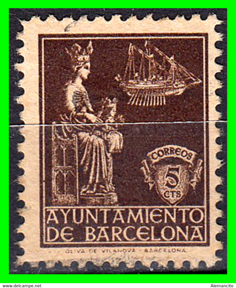 ESPAÑA  SELLO “ BARCELONA “AYUNTAMIENTO AÑO 1939 5 Ctm. NUEVO - Postage-Revenue Stamps